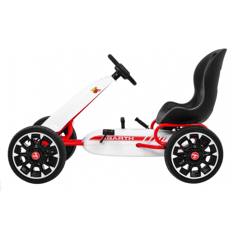 ABARTH Šľapacia motokára s voľnobehom, penové kolesá, biela