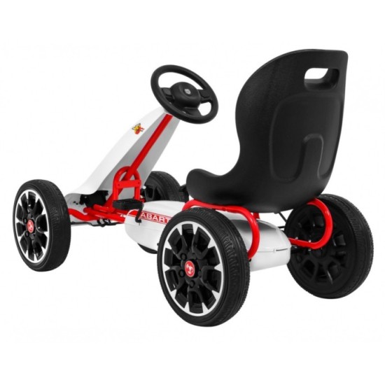ABARTH Šľapacia motokára s voľnobehom, penové kolesá, biela