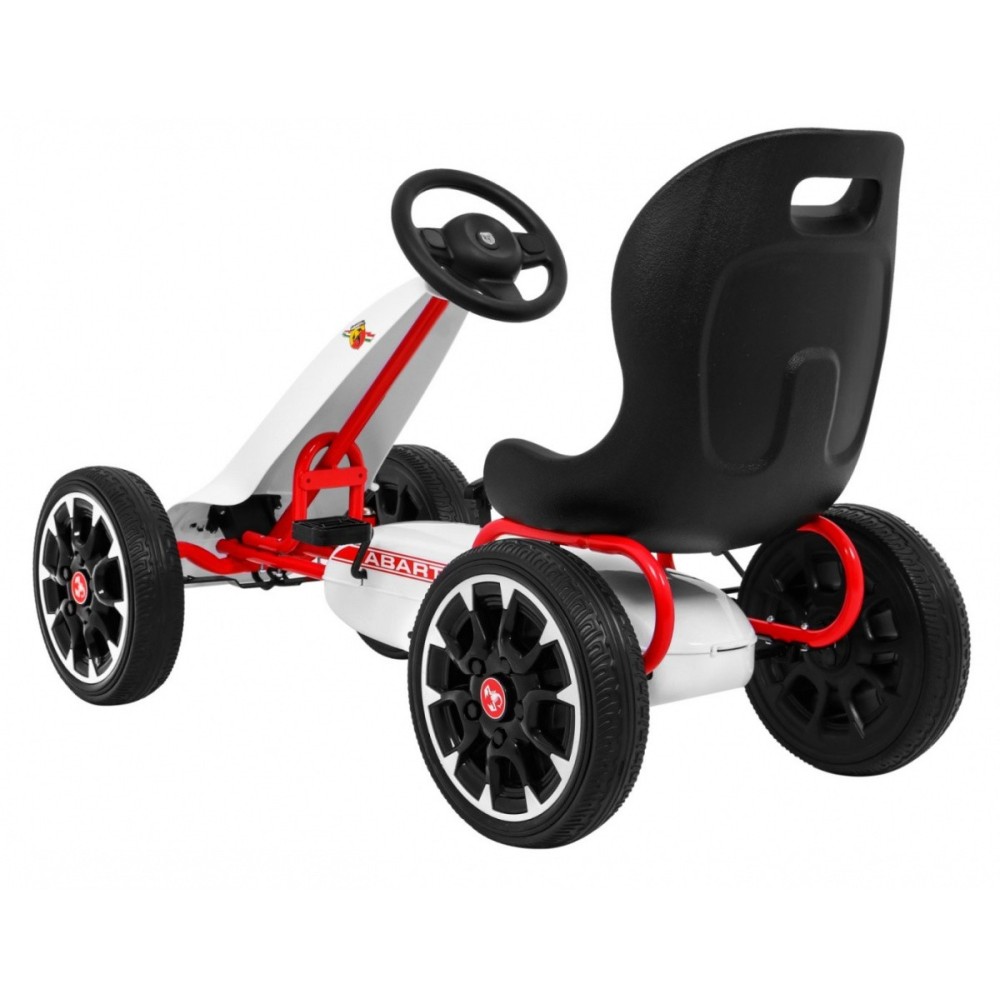 ABARTH Šľapacia motokára s voľnobehom, penové kolesá, biela