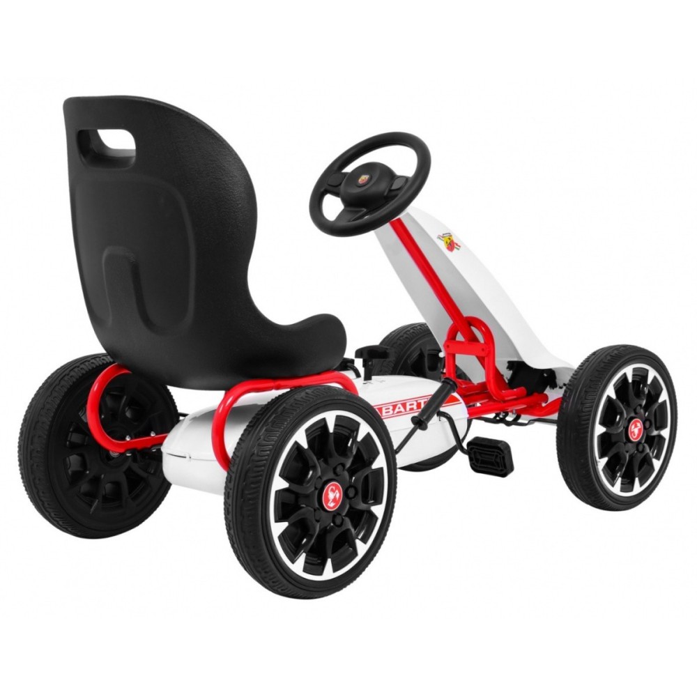ABARTH Šľapacia motokára s voľnobehom, penové kolesá, biela