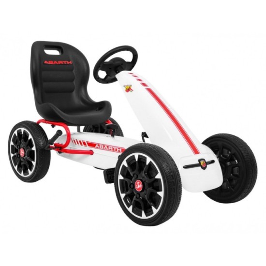 ABARTH Šľapacia motokára s voľnobehom, penové kolesá, biela