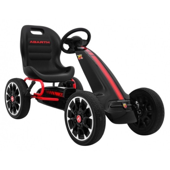 ABARTH Šľapacia motokára s voľnobehom, penové kolesá, čierna