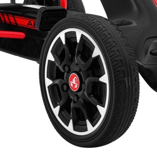 ABARTH Šľapacia motokára s voľnobehom, penové kolesá, čierna