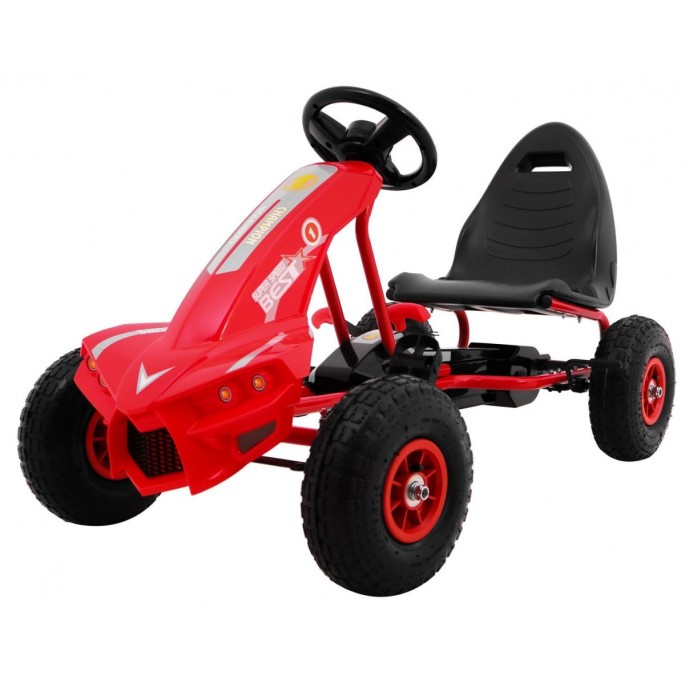 JOKO Šľapacia motokára na pedály Champion Gokart, s voľnobehom, nafukovacie kolesá, nosnosť 40kg, červená