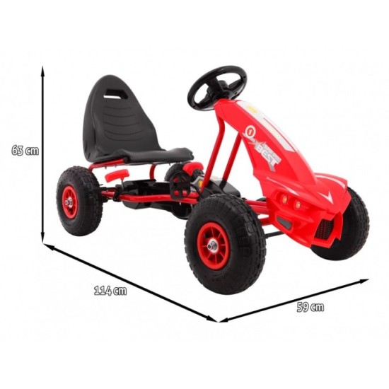 JOKO Šľapacia motokára na pedály Champion Gokart, s voľnobehom, nafukovacie kolesá, nosnosť 40kg, červená