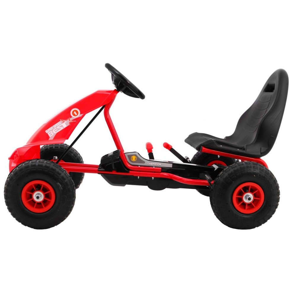 JOKO Šľapacia motokára na pedály Champion Gokart, s voľnobehom, nafukovacie kolesá, nosnosť 40kg, červená