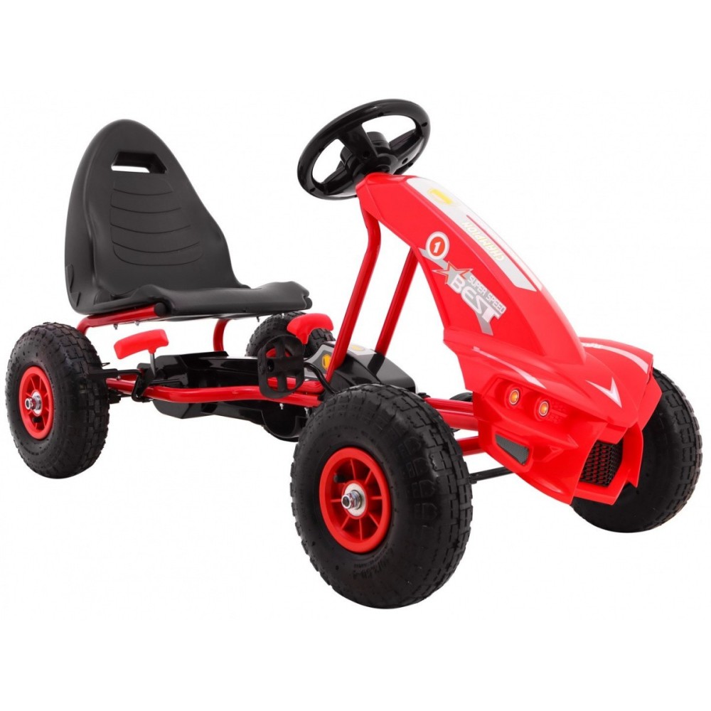 JOKO Šľapacia motokára na pedály Champion Gokart, s voľnobehom, nafukovacie kolesá, nosnosť 40kg, červená