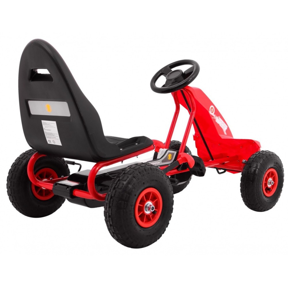 JOKO Šľapacia motokára na pedály Champion Gokart, s voľnobehom, nafukovacie kolesá, nosnosť 40kg, červená