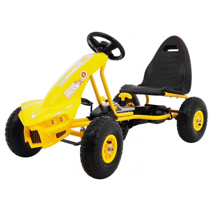 JOKO Šľapacia motokára na pedály Champion Gokart, s voľnobehom, nafukovacie kolesá, nosnosť 40kg, žltá