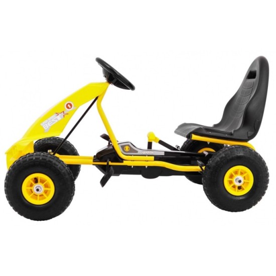 JOKO Šľapacia motokára na pedály Champion Gokart, s voľnobehom, nafukovacie kolesá, nosnosť 40kg, žltá