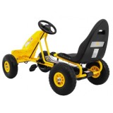 JOKO Šľapacia motokára na pedály Champion Gokart, s voľnobehom, nafukovacie kolesá, nosnosť 40kg, žltá