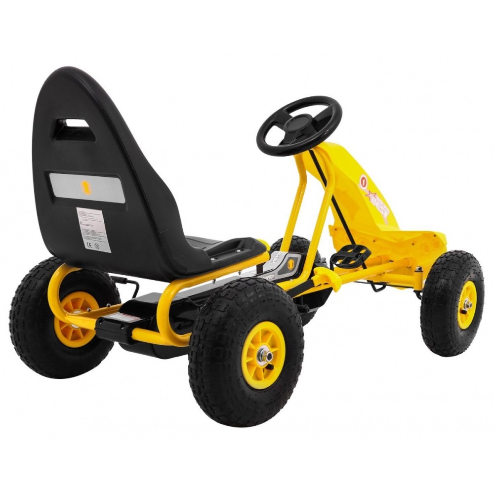 JOKO Šľapacia motokára na pedály Champion Gokart, s voľnobehom, nafukovacie kolesá, nosnosť 40kg, žltá