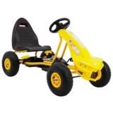 JOKO Šľapacia motokára na pedály Champion Gokart, s voľnobehom, nafukovacie kolesá, nosnosť 40kg, žltá