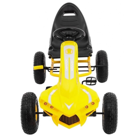 JOKO Šľapacia motokára na pedály Champion Gokart, s voľnobehom, nafukovacie kolesá, nosnosť 40kg, žltá
