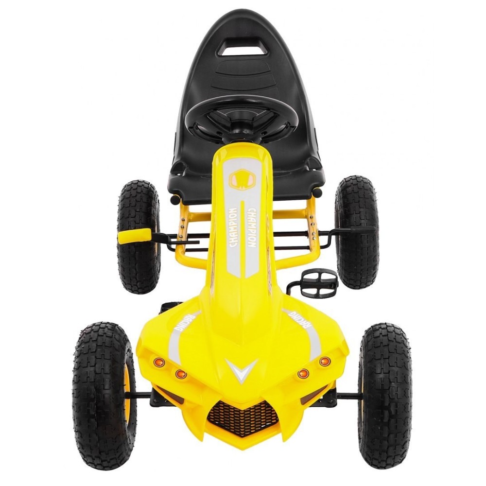 JOKO Šľapacia motokára na pedály Champion Gokart, s voľnobehom, nafukovacie kolesá, nosnosť 40kg, žltá