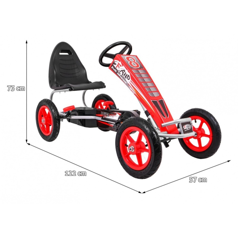 JOKO Šľapacia Motokára s nafukovacími kolesami F8-1, s voľnobehom, nosnosť 60kg, od 5 do 12 rokov, červená
