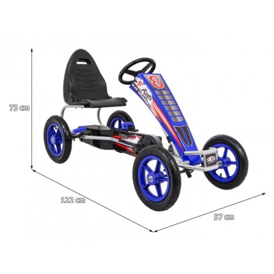 JOKO Šľapacia Motokára s nafukovacími kolesami F8-1, s voľnobehom, nosnosť 60kg, od 5 do 12 rokov, modrá