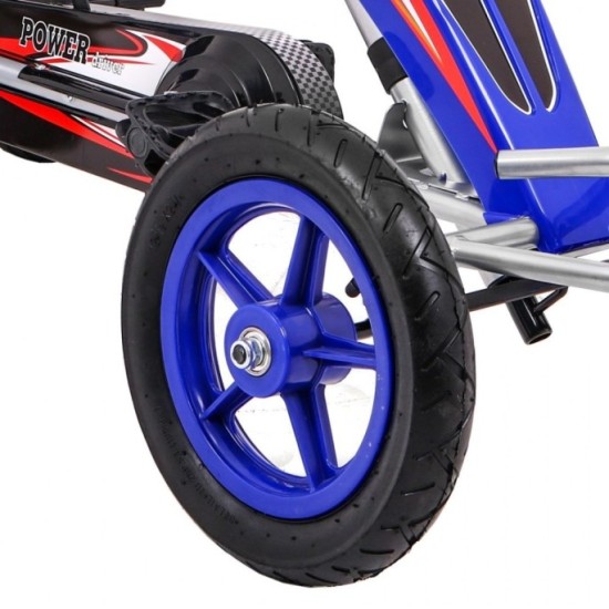 JOKO Šľapacia Motokára s nafukovacími kolesami F8-1, s voľnobehom, nosnosť 60kg, od 5 do 12 rokov, modrá