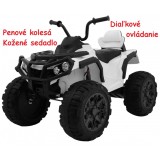 JOKO Elektrická štvorkolka ATV s diaľkovým ovládaním, penové kolesá, kožené sedadlo, biela