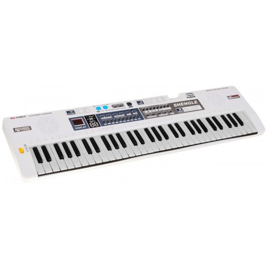 JOKO Detské klávesy MQ-008UF 76cm so Stereo reproduktormi + mikrofón a USB vstup, 61 kláves, Adaptér, biele