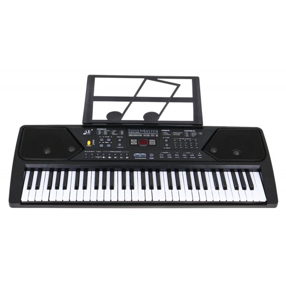 JOKO Detské klávesy 80cm s FM rádiom, USB vstupom a Mikrofónom + Bluetooth, adaptér, čierne