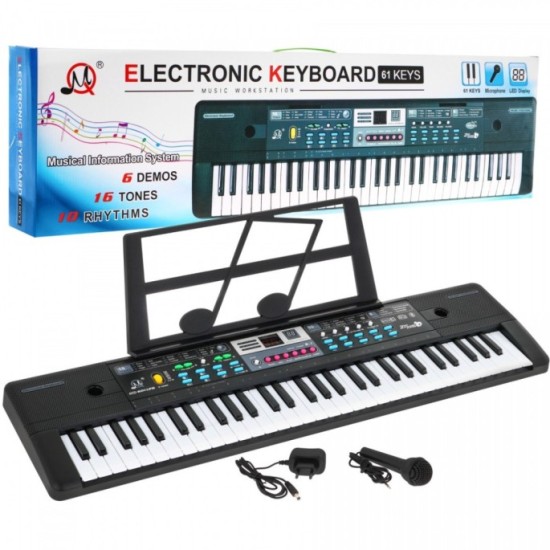 JOKO Detské Klávesy 76cm s mikrofónom + USB a Bluetooth, čierne
