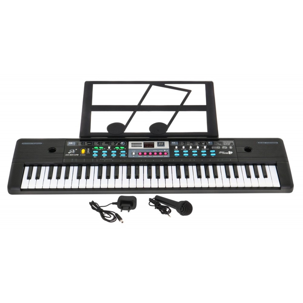 JOKO Detské Klávesy 76cm s mikrofónom + USB a Bluetooth, čierne