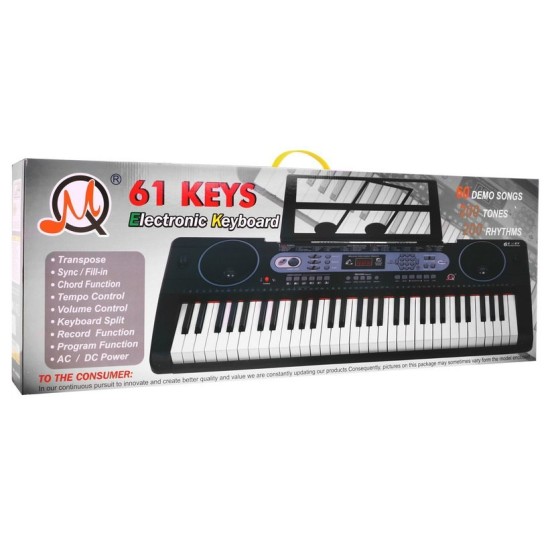 JOKO Detské klávesy 86cm s mikrofónom, USB vstup, Bluetooth, 61 Dynamických klávesov, stereo reproduktory, čierne
