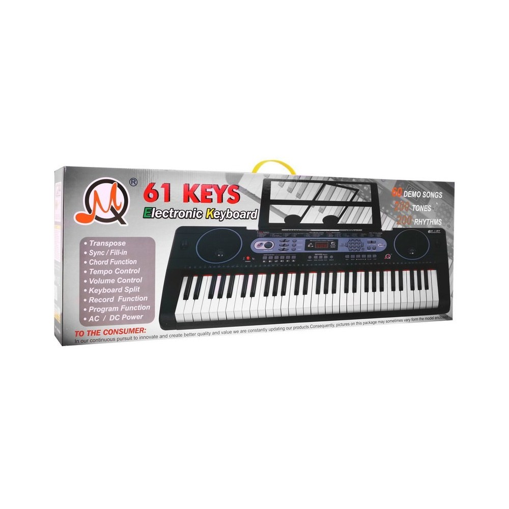 JOKO Detské klávesy 86cm s mikrofónom, USB vstup, Bluetooth, 61 Dynamických klávesov, stereo reproduktory, čierne