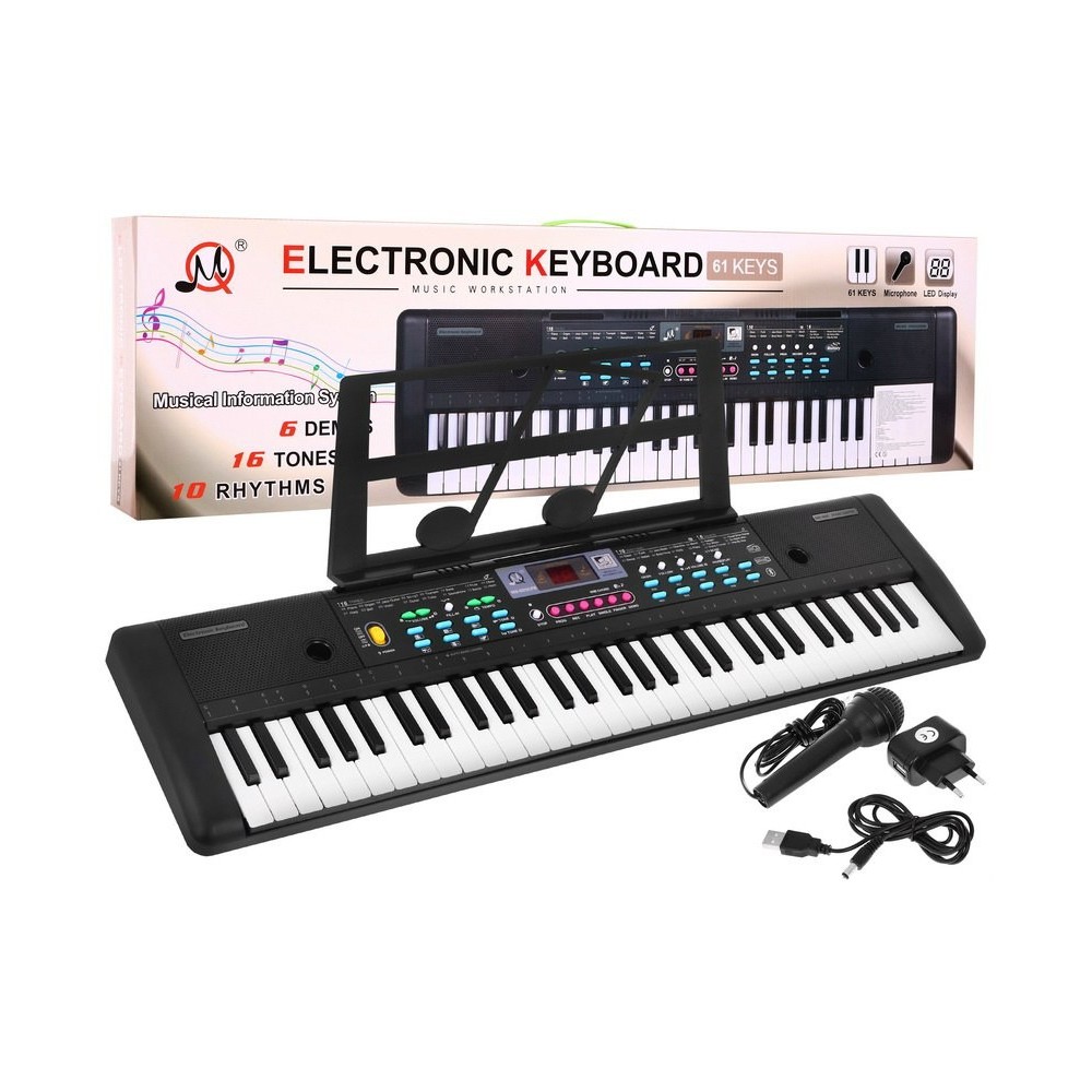 JOKO Detské klávesy 76cm s mikrofónom + USB vstup, Bluetooth, Adaptér, čierne