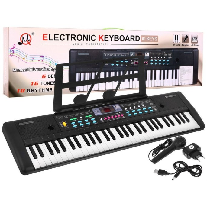 JOKO Detské klávesy 76cm s mikrofónom + USB vstup, Bluetooth, Adaptér, čierne