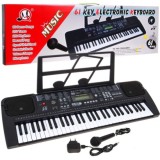 JOKO Detské klávesy 70cm s mikrofónom, USB vstup, Funkcia Taktometra, stereo reproduktory + Adaptér, čierne