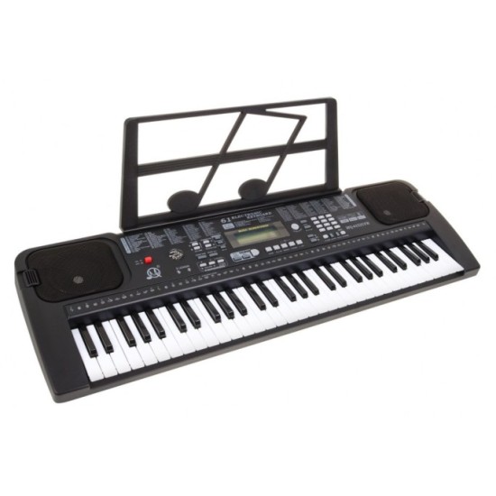 JOKO Detské klávesy 70cm s mikrofónom, USB vstup, Funkcia Taktometra, stereo reproduktory + Adaptér, čierne