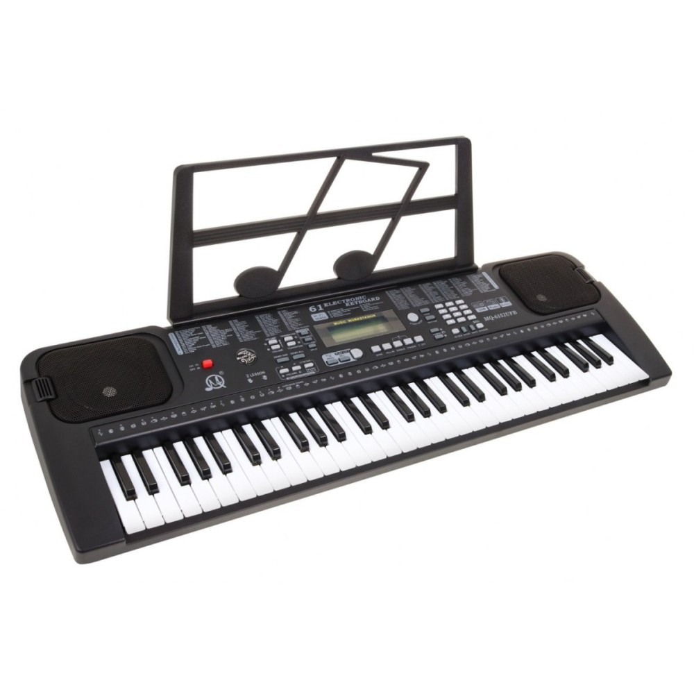 JOKO Detské klávesy 70cm s mikrofónom, USB vstup, Funkcia Taktometra, stereo reproduktory + Adaptér, čierne