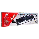 JOKO Detské klávesy 70cm s mikrofónom, USB vstup, Funkcia Taktometra, stereo reproduktory + Adaptér, čierne