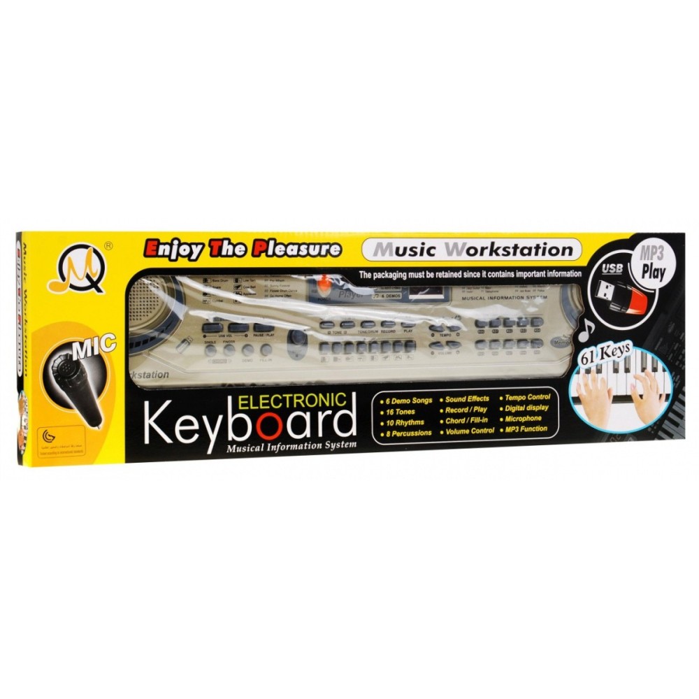 JOKO Detské klávesy 53cm s mikrofónom + USB vstup, strieborné