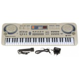 JOKO Detské klávesy 53cm s mikrofónom + USB vstup, strieborné