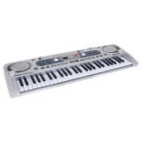 JOKO Detské klávesy 70cm s mikrofónom + USB vstup, strieborné