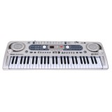 JOKO Detské klávesy 70cm s mikrofónom + USB vstup, strieborné