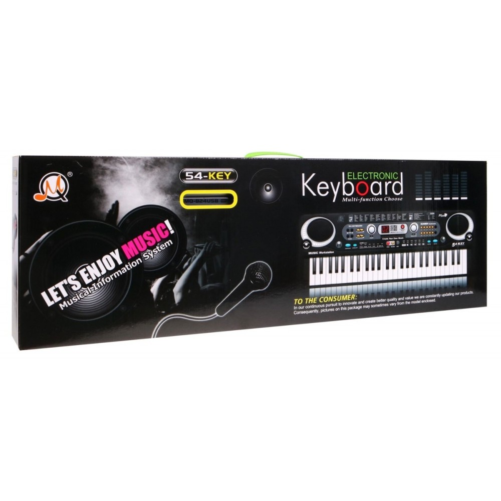 JOKO Detské klávesy 70cm s mikrofónom + USB vstup, strieborné