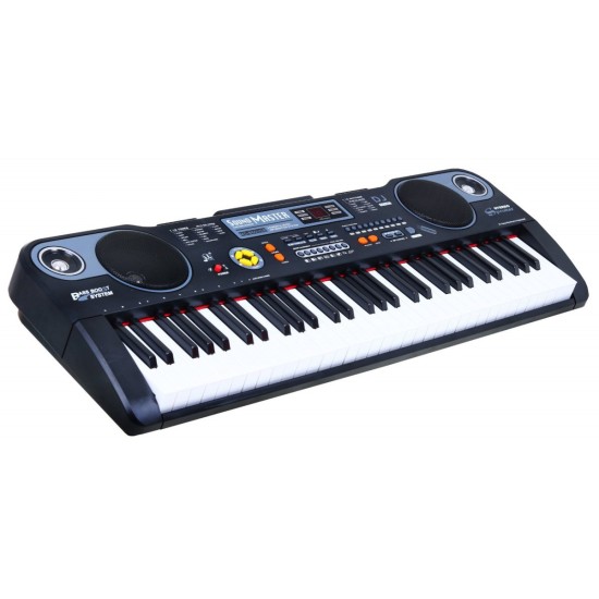 JOKO Detské elektrické klávesy 86cm s mikrofónom, USB vstup, 61 dynamický klávesov, stereo reproduktory, čierne