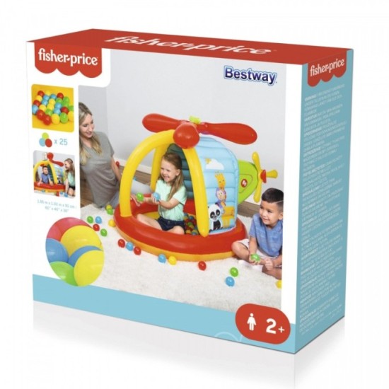 Bestway 93538 Fisher-Price Veľký Nafukovací Vrtulník s loptičkami 25ks
