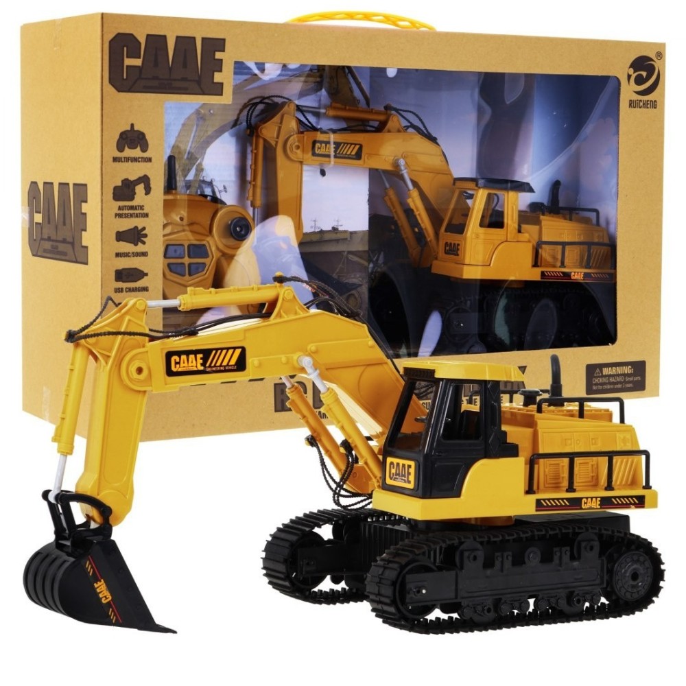 JOKO RC Bager na diaľkové ovládanie so zvukom 34cm 2,4GHz, žltý