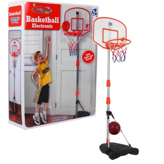 JOKO Basketbalový kôš na stojane s elektronickým počítadlom + svetlo + zvuk + lopta + pumpa