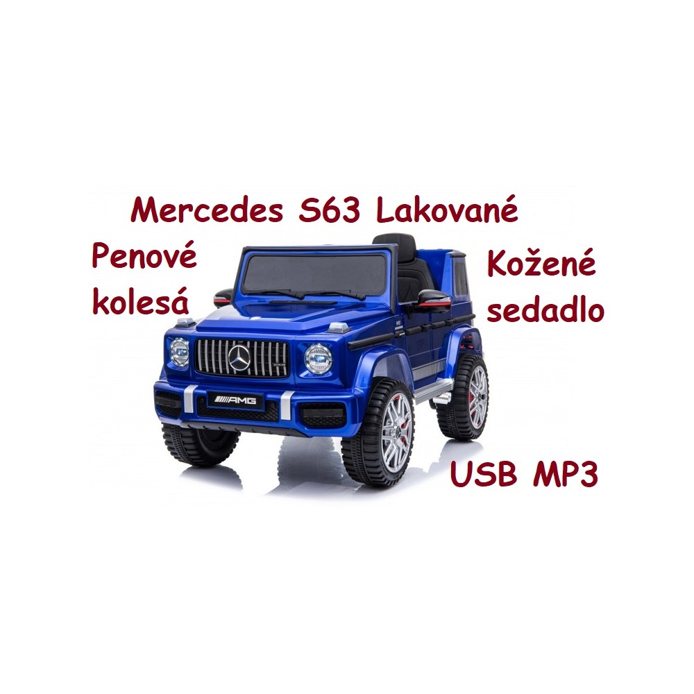 JOKO Elektrické autíčko Mercedes G63, Lakované, kožené sedadlo, penové kolesá, USB, MP3, modré