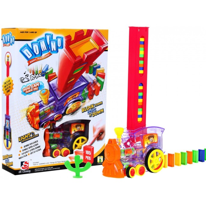 JOKO Domino vláčik 105ks - sám ukladá kocky, na batérie
