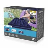 Bestway 67374 Nafukovacia semišová dvojposteľ Air Bed Klasik King 203 x 152 x 22 cm + pumpa + nafukovacie vankúše 2ks, modrá