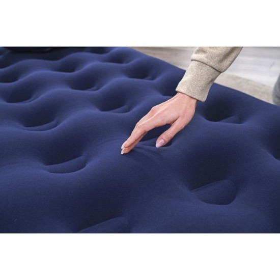 Bestway 67374 Nafukovacia semišová dvojposteľ Air Bed Klasik King 203 x 152 x 22 cm + pumpa + nafukovacie vankúše 2ks, modrá