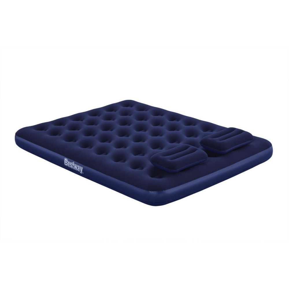 Bestway 67374 Nafukovacia semišová dvojposteľ Air Bed Klasik King 203 x 152 x 22 cm + pumpa + nafukovacie vankúše 2ks, modrá
