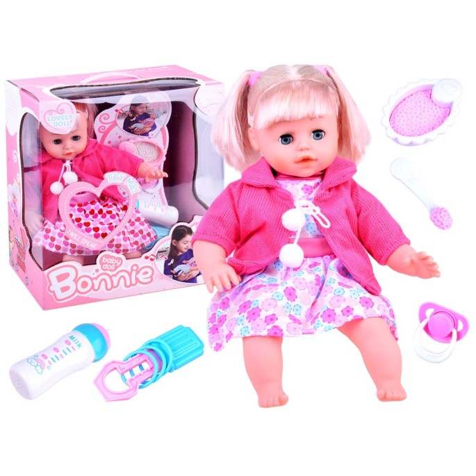 JOKO Interaktívna bábika 36cm, hovorí + fľaša na batérie + cumeľ